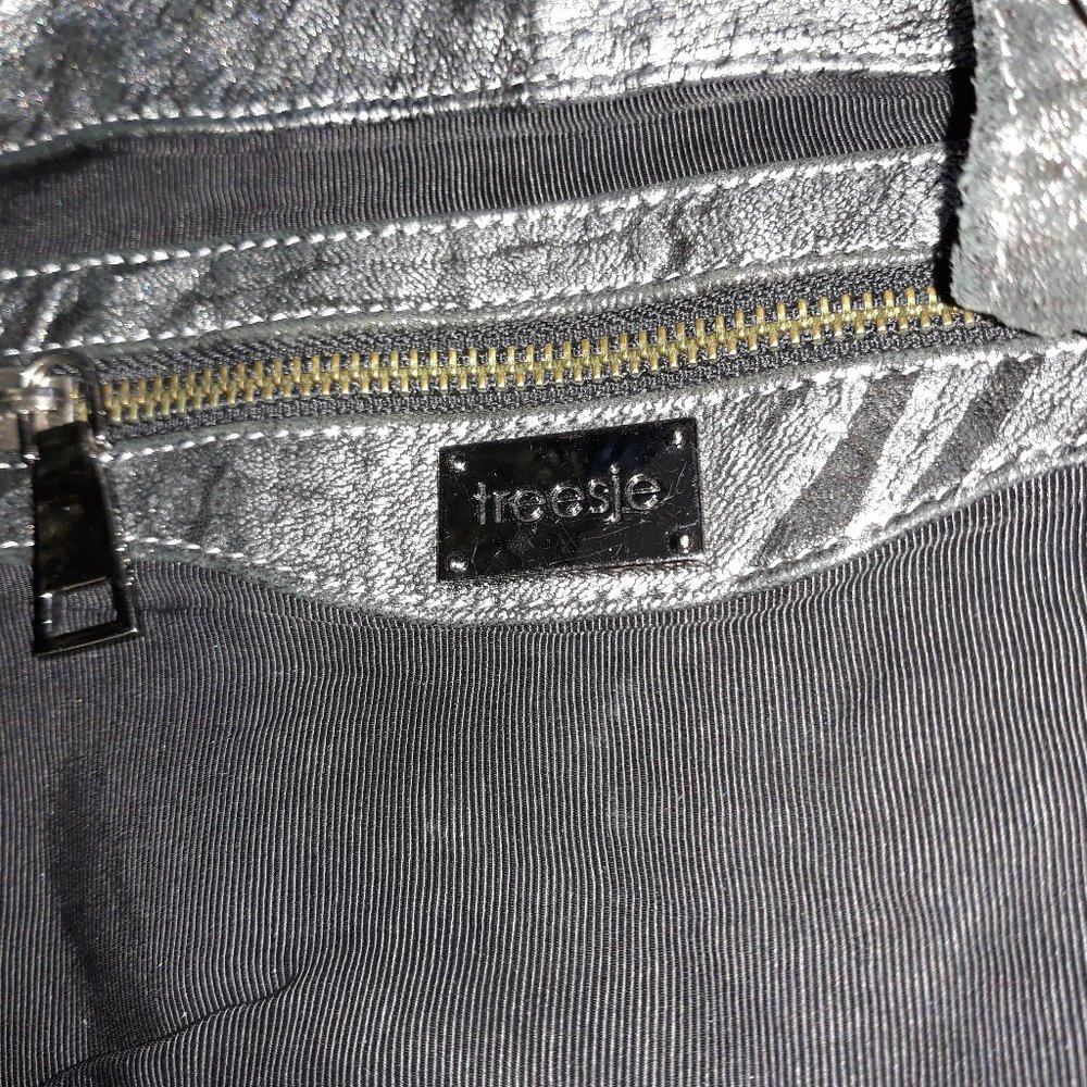 *Treesje black/silver leather metal accented shoulder bag - Picture 8 of 9